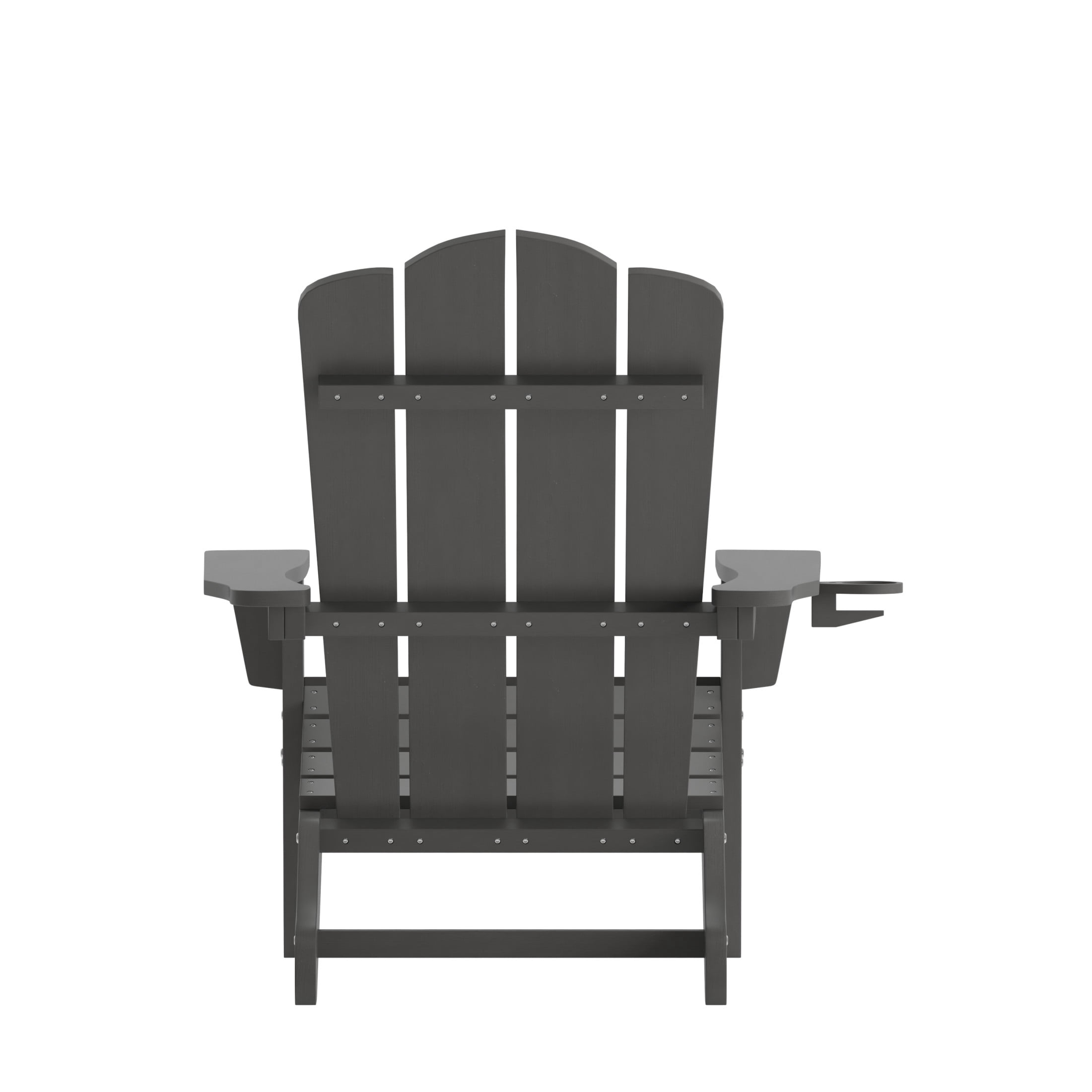 Flash Furniture Newport Adirondack Chair with Cup Holder, Weather Resistant HDPE Adirondack Chair in Gray
