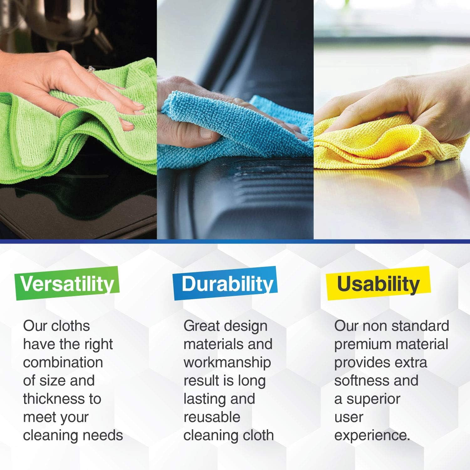 24 Microfiber Cleaning Cloth - Smart Kitchen Towels - Cleaning Supplies - Ultra Soft wipes for House - Microfiber Cloths - Large Cleaning Rags