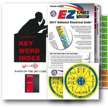 2017 NEC EZ Index Tabs (Colored) with Key Word Index Based on 2017 NEC Code Book