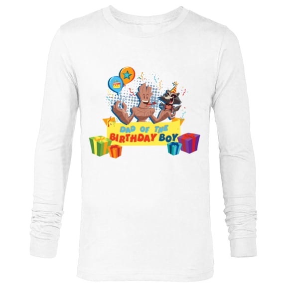 Marvel Rocket & Groot Family Party Dad of the Birthday Boy - Long Sleeve T-Shirt for Men - Customized-White