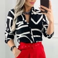 thumbnail image 2 of Mode Décontractée Aguichant Patchwork Imprimé Chemise à Manches Longues Blouse, 2 of 6