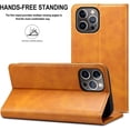 thumbnail image 4 of Compatible with iPhone 12 Case, iPhone 12 Pro Wallet Case with Card Holder, Leather Book Folding Folio Case with Kickstand  Closure flip Cover for iPhone 12/12 Pro 6.1 inch Khaki, 4 of 10