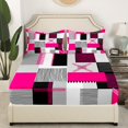 thumbnail image 3 of Erosebridal Geometric Stripe Bed Sheets Set Queen Size,Rectangle Lines Bedding Sets Queen Size,Patchwork Decor,Breathable,4 Pieces, 3 of 7