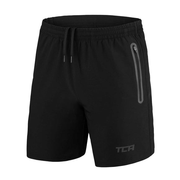 Tca Mens Elite Tech Lightweight Running Or Gym Training Shorts With Zip Pockets - Blackblack X-Small