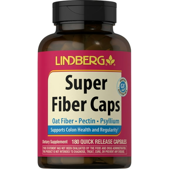 Super Fiber | 180 Capsules | Oat, Pectin, & Psyllium Supplement for Men and Women | by Lindberg