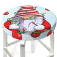 thumbnail image 3 of Disketp Funny Christmas Gnome Funda Redonda para Taburete, Funda de Cojín para Silla de Bar Suave y Elástica-14 inch, 3 of 7