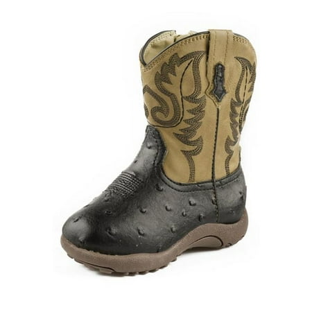 - Roper Western Boots Boy Ostrich Zip Infant Black 09-016-1900-0050 BL