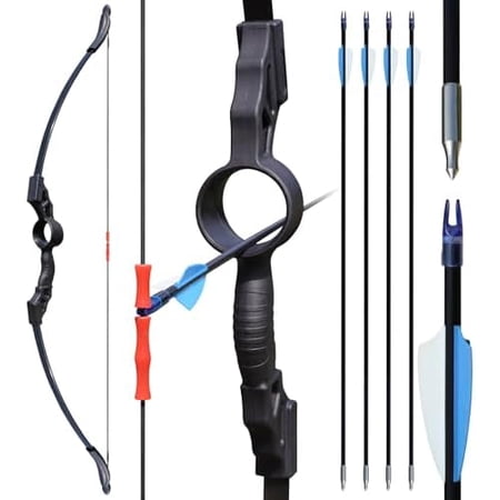 Youth Bow and Arrow Set for Teens Beginners Archery Recurve Bow with Safety Practice Arrows Backyard Games Gift (18lbs Black)$$Other