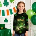 thumbnail image 3 of Tauxra Chandail de la Saint-Patrick pour Adultes, T-Shirt à Manches 3/4 Imprimé Col Rond, T-Shirt Graphique Trèfle Décontracté à Manches Longues pour Activités Festives, 3 of 6
