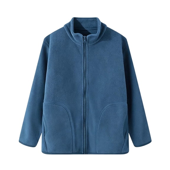 Trikvn Kids Fleece Jacket Boys Girls Full Zip Up Mock Neck Lightweight Soft Coat with Pockets Warm Winter Activewear Outerwear for School Outdoor Play Casual Wear