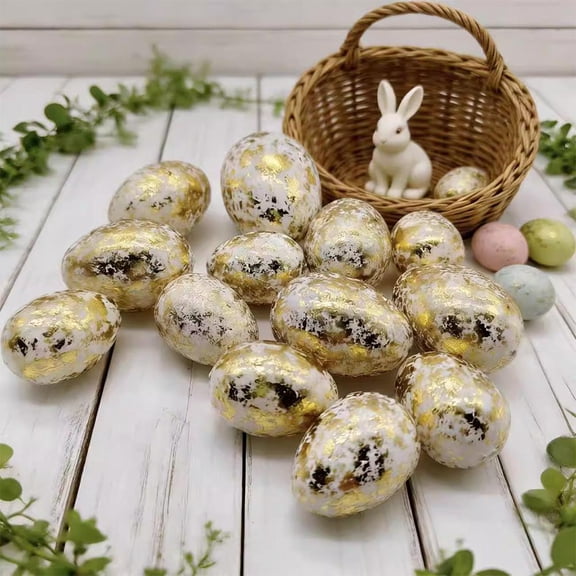 Easter Speckled Eggs, 2 Colors Plastic Eggs for Easter Decorations, Pastel Easter Decor,Bowl & Vase Filler, Easter Basket Filler and Spring Table DIY Decor for Home