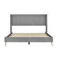 thumbnail image 2 of Spaco Corduroy Platform Bed Frame with Metal Legs, Platform Bed Frame Queen Size with Wood Slat Support, Easy Assembly, Gray, 2 of 9