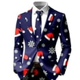 thumbnail image 6 of KKBOTIVE Men's Christmas Suits Party Funny Printed Adult Novelty Suit and Dress Pants Men's Fall Winter Outfit Jacket Dark Blue Size: S, 6 of 6