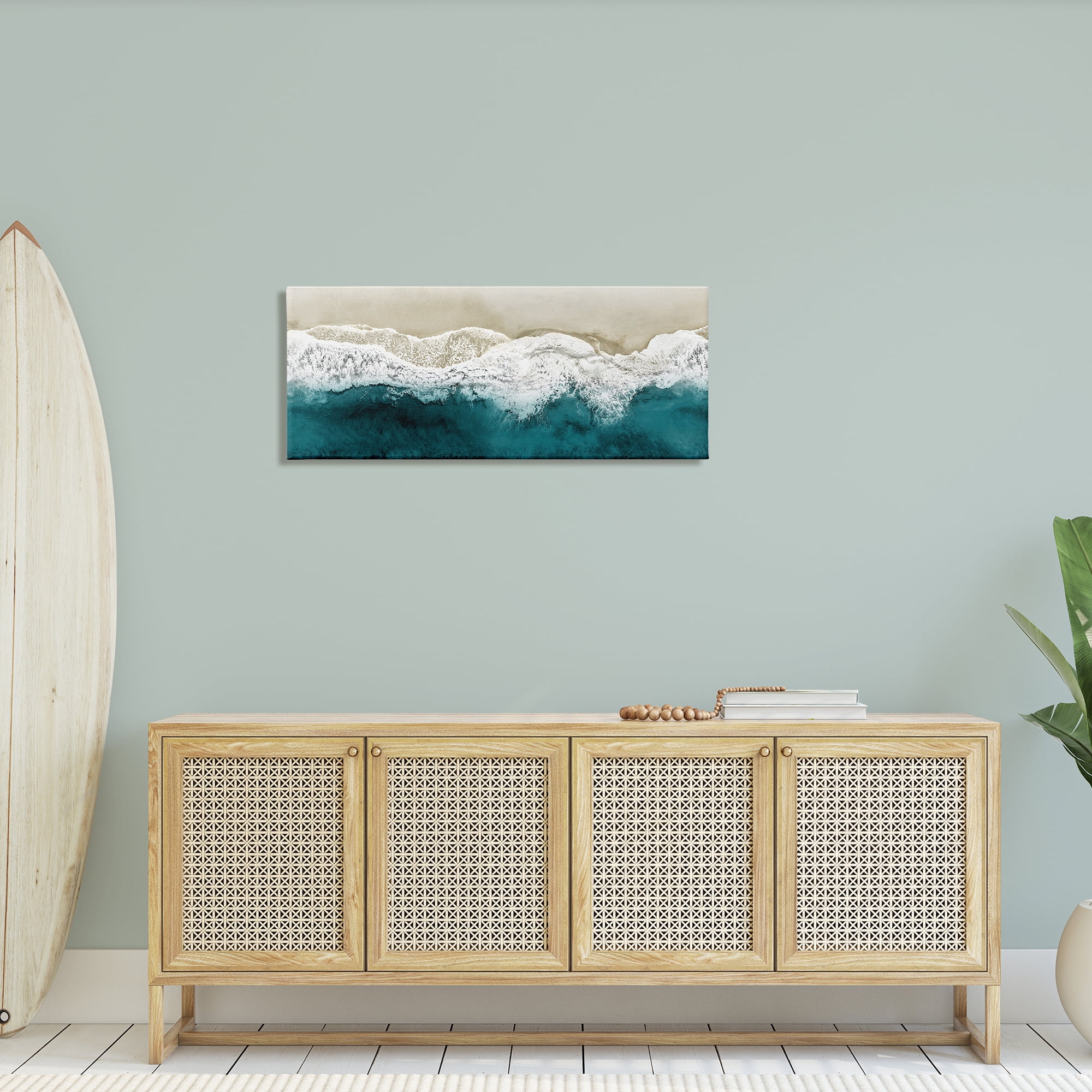 Stupell Industries Foamy Beach Coast Deep Blue Ocean Water, 40 x 17,Design by Maggie Olsen