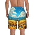 thumbnail image 3 of KLL Field Bicycle Young Sunflower Men's Casual Summer Beach Shorts Hawaiian Shorts with Pockets-3X-Large, 3 of 5