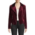 thumbnail image 2 of Bagatelle Veste de Motard en Velours pour Femmes, Vin, Petit, 2 of 2