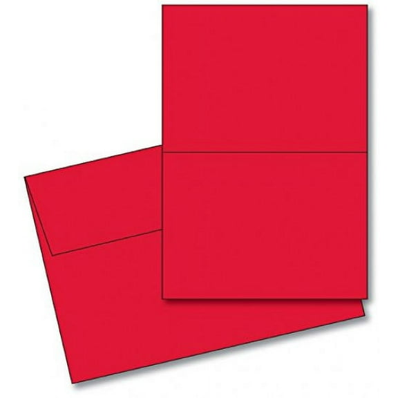 Valentine's Day - 5" x 7" Blank Bright Red Greeting Card Sets - Scored for Easy Folding - 25 Cards & Envelopes Per Pack