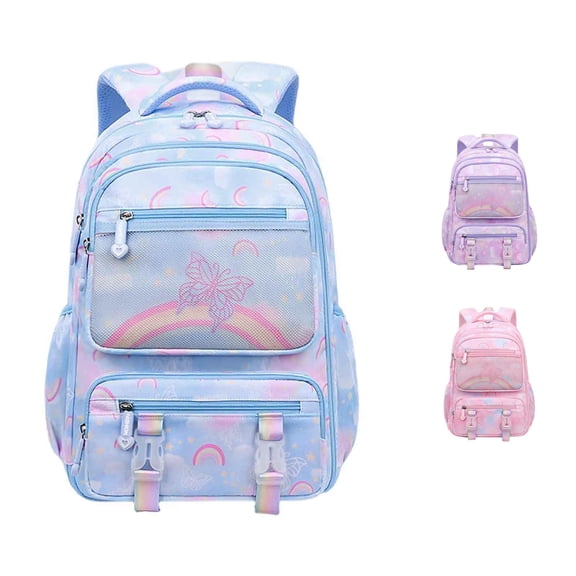 HNMKIU Children's School Backpack For Girls Grades 1 2 3 4 6 Lightweight Spine Friendly Design Freezer Style Opening Ages 7 18 Daily Commute Use ,Blue