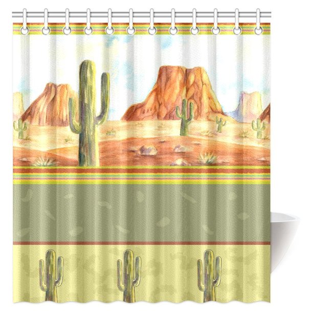 Mypop Cactus Decor Shower Curtain Modern Cartoon Like Botanical Desert Flower Cactus With Spikey Points Fabric Bathroom Set With Hooks 66 X 72 Inches Walmart Com Walmart Com