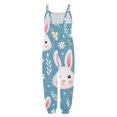 thumbnail image 4 of Chenglor Toddler Girls Baby Romper Girl Jumpsuit Kids Floral Cartoon Easter Bunny Playsuit Strap Romper Summer Outfits Clothes #Light Blue 7-8 Years, 4 of 5