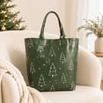 thumbnail image 6 of Christmas Tree Print Tote Bag, Green Holiday Handbag for Women, Large Reusable Shopping Shoulder Bag with Double Handles, Festive Winter Gift Carrier, 6 of 6