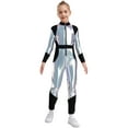 thumbnail image 1 of Moggemol Kids Girls Outerspace Police Alien Robot Jumpsuit Metallic Zip Up Unitards for Dance Stage Shows Silver 6, 1 of 6