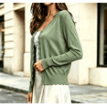 thumbnail image 6 of Auralook Women's Solid Long Sleeve V-Neck Button Down Cardigan Knit Sweater Cardigan V-Neck Hoodless Casual Outwear, 6 of 7