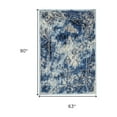 thumbnail image 4 of 5' X 8' Blue Ivory And Gray Floral Distressed Stain Resistant Area Rug, 4 of 7
