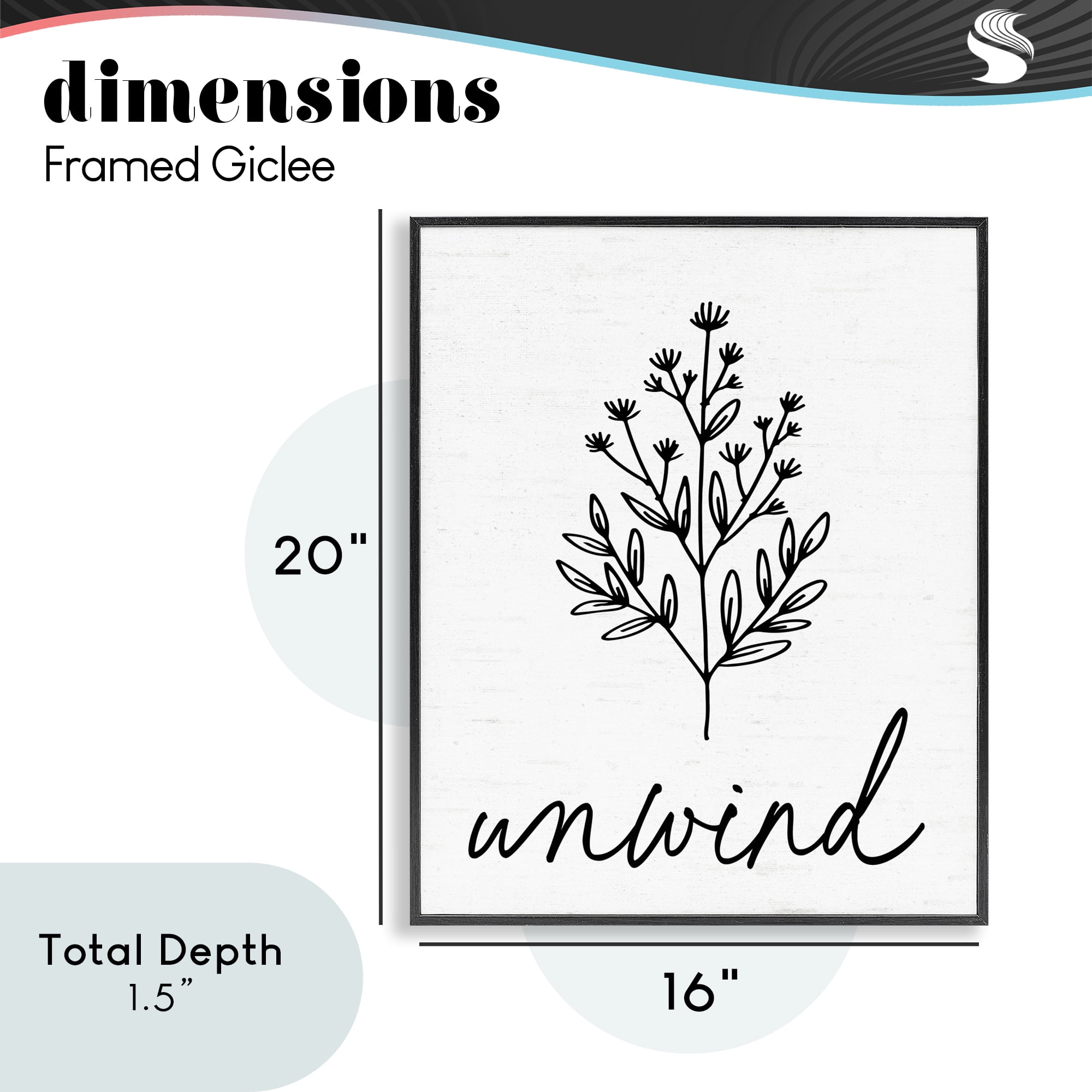 Bathroom Herb Unwind Black Framed Giclee Art, design by Lettered and Lined