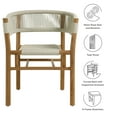 thumbnail image 3 of Dining Side Chair Armchair, Set of 2, Natural Brown, Teak Wood, Outdoor Patio Balcony Cafe Bistro Garden Hospitality Restaurant, Modern Contemporary, HB37075, 3 of 11