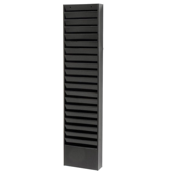 Medical Chart Hanging Wall File Holder, 20 Pockets, Black
