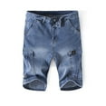 thumbnail image 5 of Lroveb Mens Denim Cargo Shorts Summer Baggy Loose Jean Shorts with Pockets Casual Walking Bermuda Shorts Blue, 5 of 8
