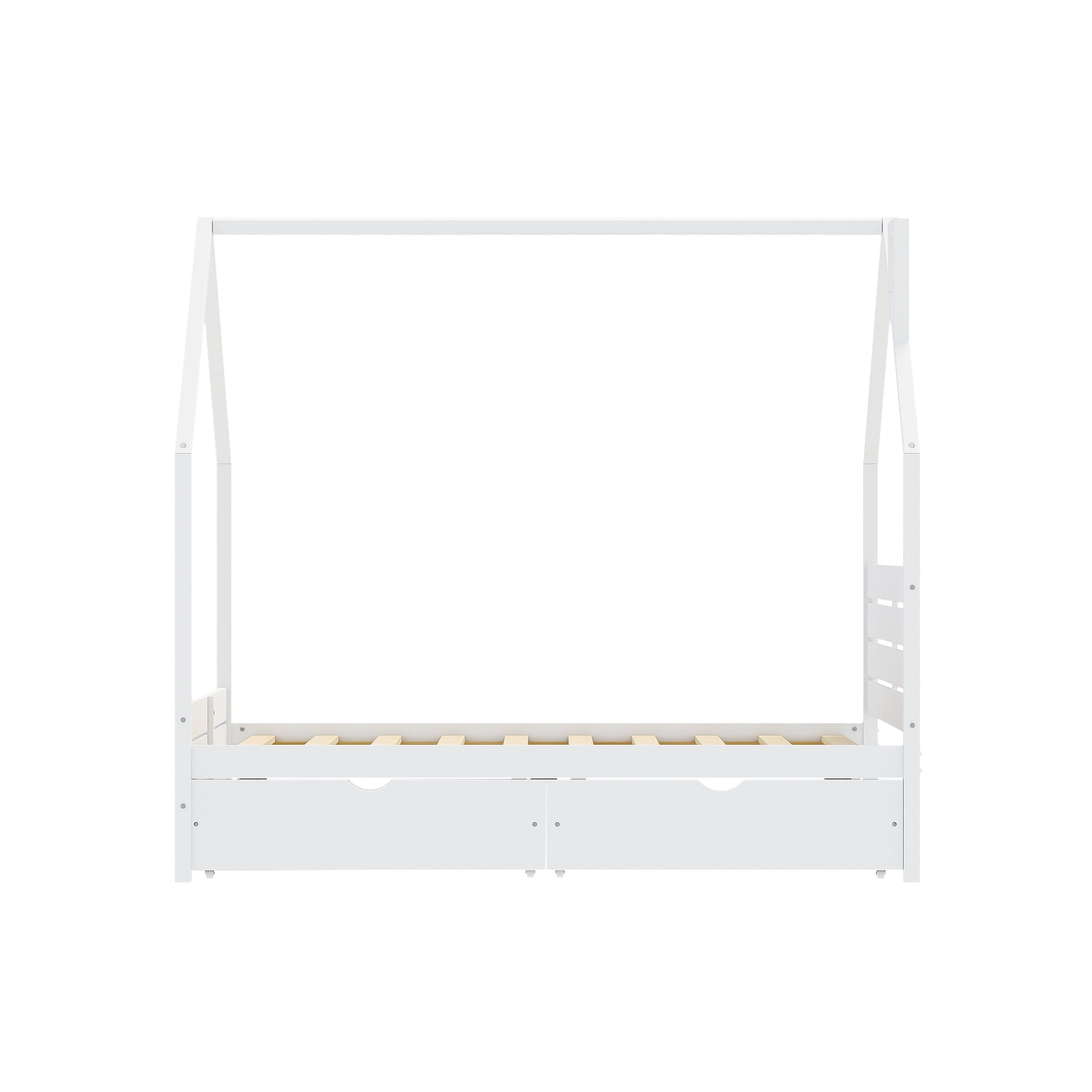 Mintazer Full Kids House Canopy Platform Bed with 2 Storage Drawers, Montessori Bed with Headboard for Bedroom, White
