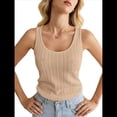 thumbnail image 1 of Camisetas Sin Mangas para Mujer, de Punto, con Cuello en U, Básicas e Informales de Verano. Caqui XS, 1 of 9