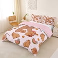 thumbnail image 3 of Erosebridal Cartoon Capybara K Letter Monogrammed Queen Duvet Cover Set For Kids Boys Girls,Cute Animal Funny Food Bedding,3 Pieces,No Comforter,Pink Reversible, 3 of 6