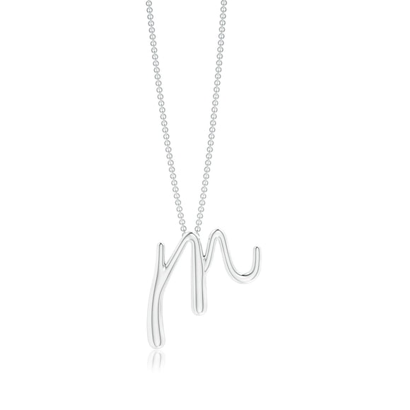 Angara Pendentif Initiale « m » en Minuscules Naturelles en Platine pour Femmes