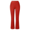 thumbnail image 6 of TrendVibe365 Dress Pants Work Office Business Casual for Women Solid Color Ruched Stretchy Casual Dressy Pants High Waisted Straight Leg Pull On Skinny Trousers with Pockets Red S, 6 of 6