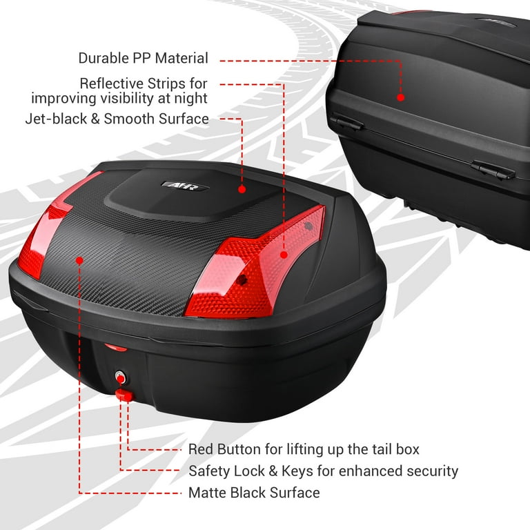AHR 48L Motorcycle Tour Tail Box Scooter Trunk Storage Lock