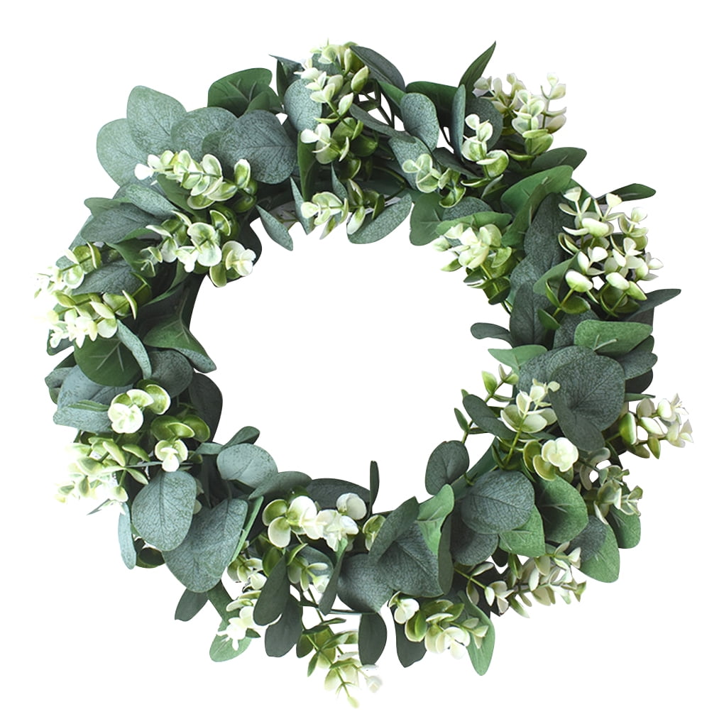 Hot Plastic Artificial Green Plant Wreath Simulation Garland Home Office Decor 
