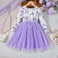 thumbnail image 4 of Fsqjgq Baby Girl Clothes Easter Toddler Girl Outfit Summer Girls Short Sleeve Dress Purple Toddler Girls Long Sleeve Dress Floral Prints Tulle Princess Dresses 120, 4 of 6