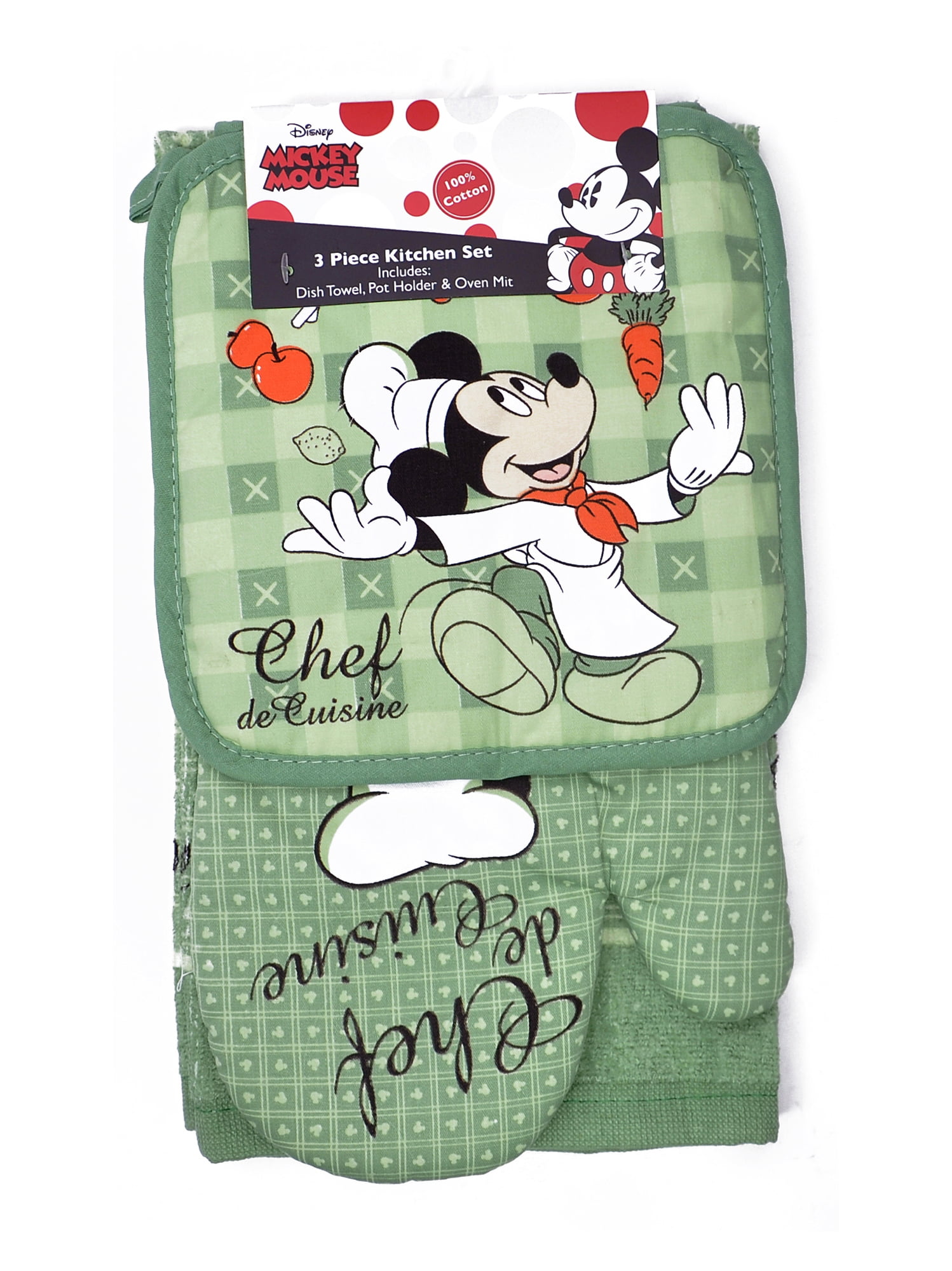 Disney Dish Towels 2 Piece Set Kitchen Cloths (Mickey Mouse Green)