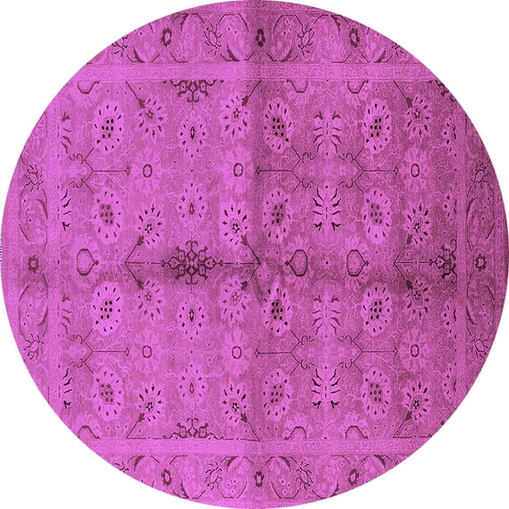 Ahgly Company Indoor Round Oriental Purple Industrial Area Rugs, 5' Round