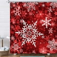 thumbnail image 2 of Christmas Snowflake Shower Curtain Set for Bathroom, Winter Red Decorative Curtains, 72X72IN, 2 of 6