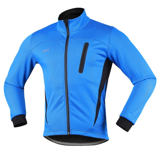 Cycling Bike Jacket for Men Winter Thermal Fleece Long Sleeve Bicycle Jersey Windproof Breathable Reflective Riding Running Jacket Coat
