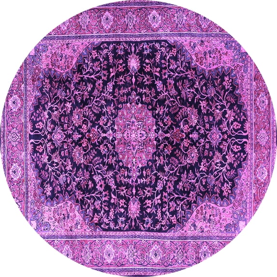 Ahgly Company Indoor Round Medallion Purple Traditional Area Rugs, 8' Round