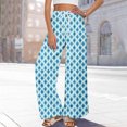 thumbnail image 5 of Women's Geometric Print Palazzo Pants - High Waist Wide Leg Bohemian Summer Casual Trousers with Elastic Waist ,Blue,XL, 5 of 7