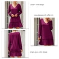 thumbnail image 1 of Vestido suelto ANGGREK con volantes Manga larga Cuello en V, 1 of 6