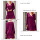 thumbnail image 5 of Vestido con cuello en V Color puro Manga larga Volantes Suelto Vestido casual de mujer para vacaciones Club Fecha Trabajo Vacaciones Rosa Rojo M, 5 of 6
