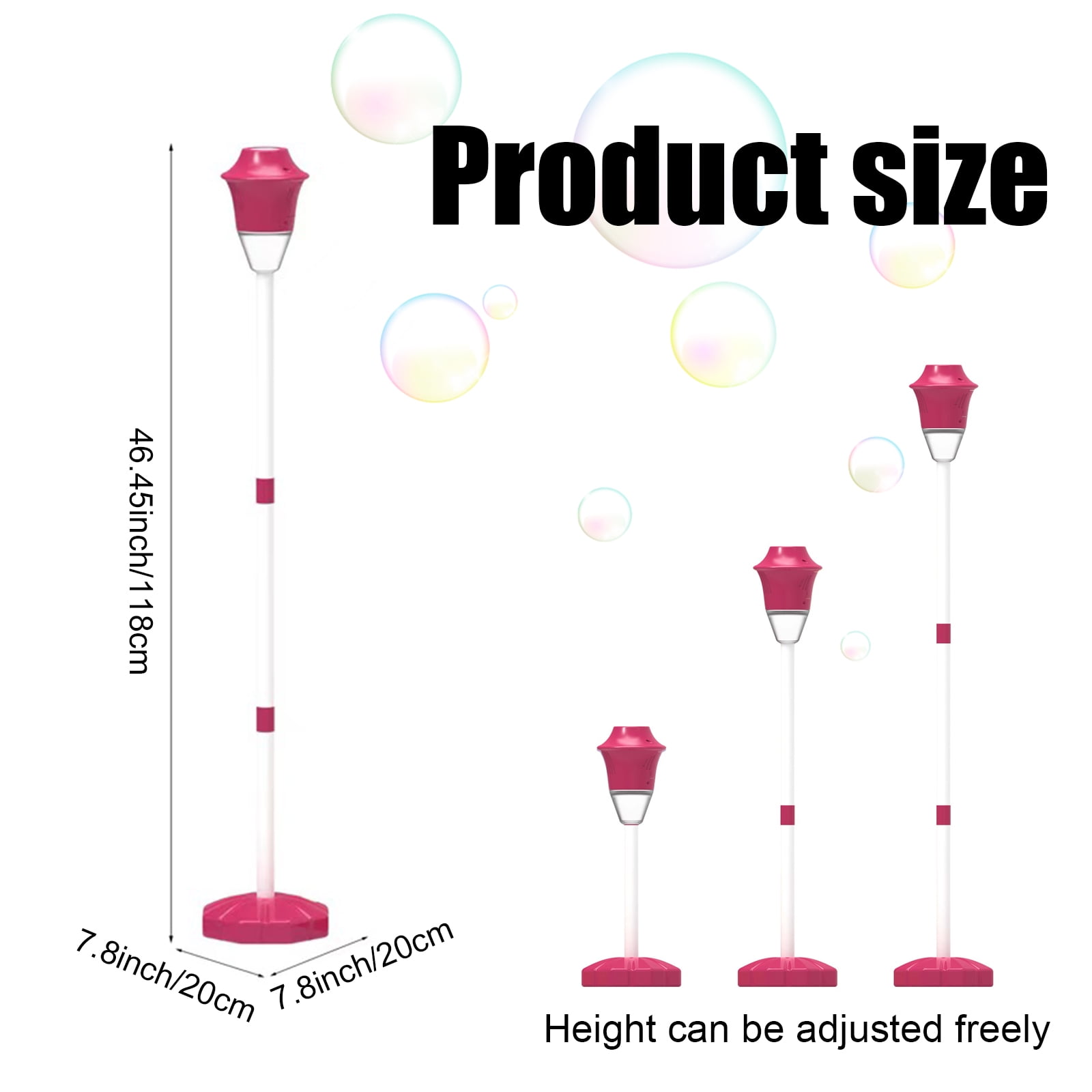 SINGOMON Bubble Machine, Outdoor Stand, with LED Light, Rechargeable, Adjustable Height, Suitable for Weddings and Birthday Parties, Red