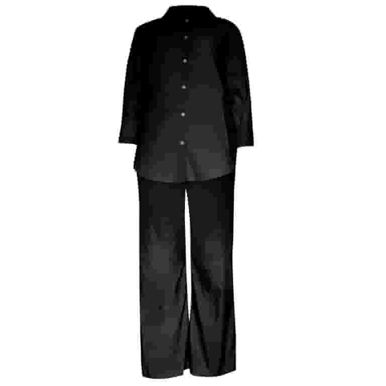 【BOK PLACE】Raw Pocket 2Piece Crop Shirt Bootcut Pants Set 2 Piece Cotton Linen Outfits Womens Lapel Collar Button Down